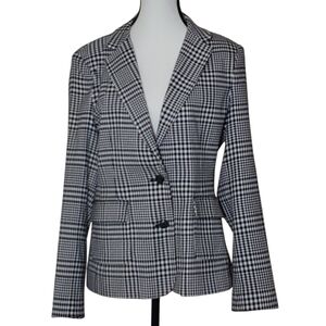 Chadwicks Of Boston Houndstooth Blazer Black White Plum Pockets Sz8 Lined